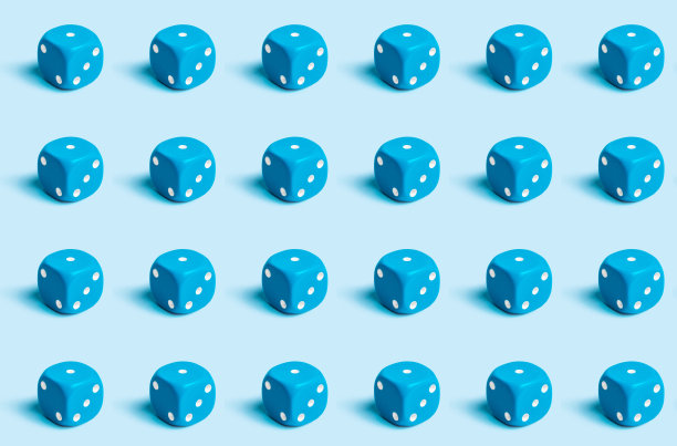 在统一背景上的蓝色骰子图案图片下载