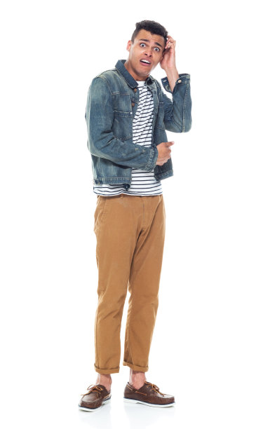 好看的非洲裔美国黑人男子穿着一件牛仔夹克-恐惧图片下载