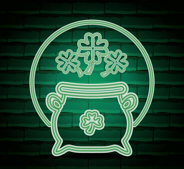 大锅圣帕特里克日霓虹灯标签图片下载