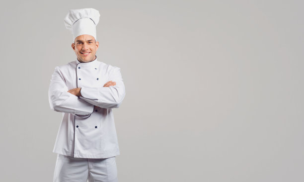 微笑的男人，穿着厨师制服图片下载