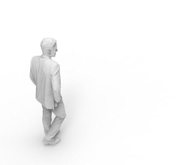 男子站在白色背景3D渲染图片下载