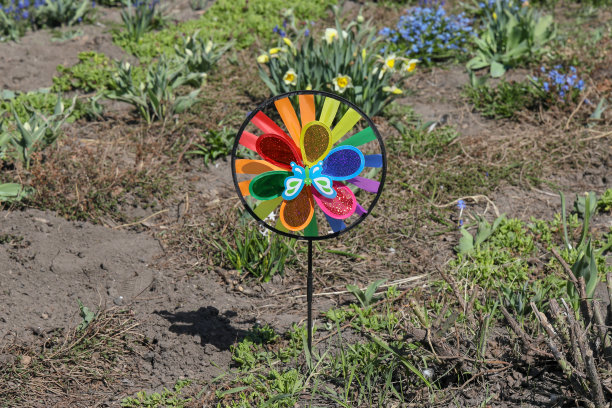 花坛上放着亮片儿童唱机图片下载