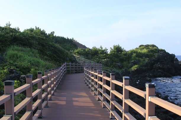 济州岛海岸，日出海岸，步行街图片下载