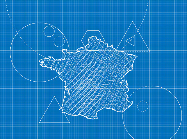 法国地图蓝图图片下载