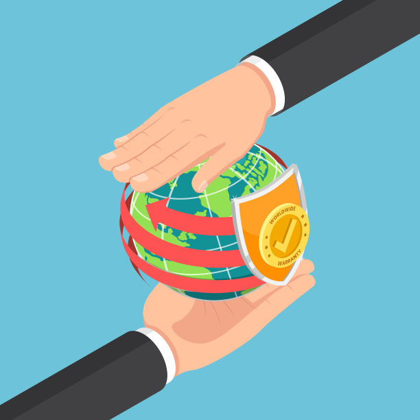 等距商人手保护世界和保修盾牌图片下载