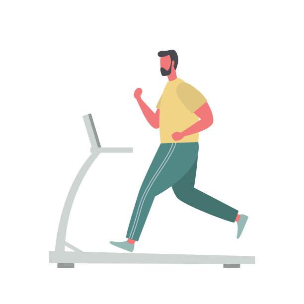 穿着运动服的年轻人正在跑步机上跑步图片下载