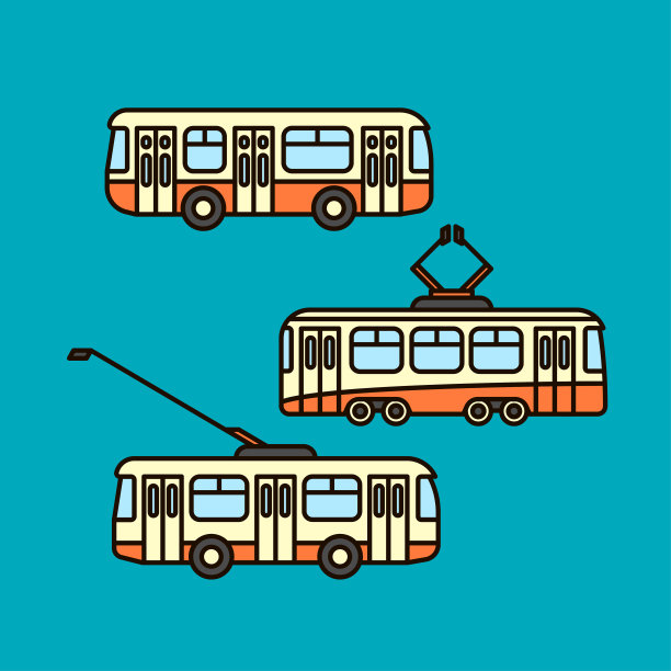 公共汽车，无轨电车，有轨电车图片下载