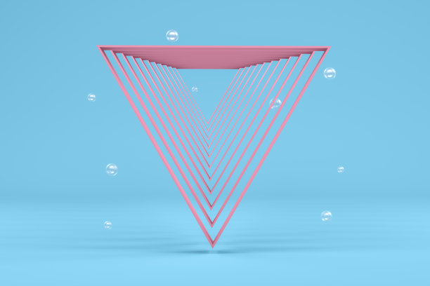 三维抽象最小三角形隧道背景气泡，几何形状图片下载