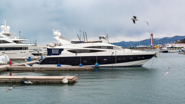 俄罗斯索契港口的白色游艇图片下载