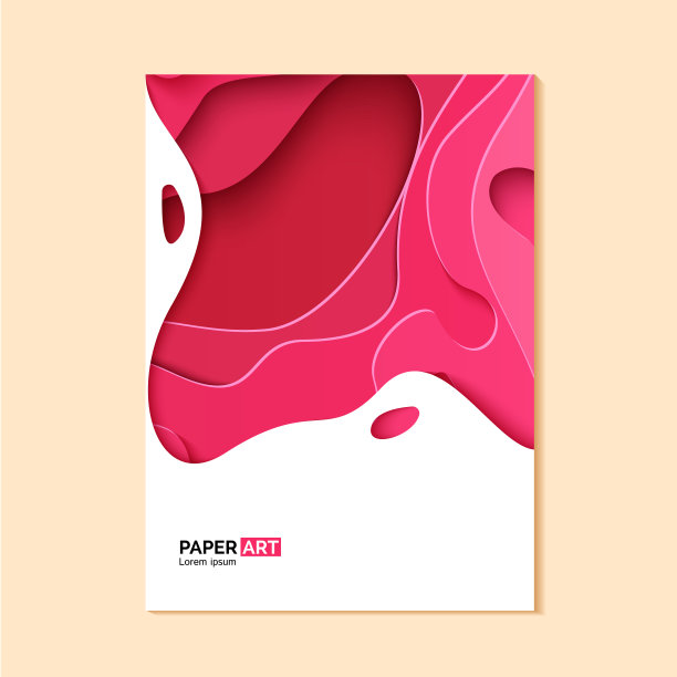 抽象的粉红色传单剪纸风格。剪纸波浪紫红色模板海报，小册子，演示文稿，邀请，公司风格与地方的文本。矢量贴花卡片插图。图片下载