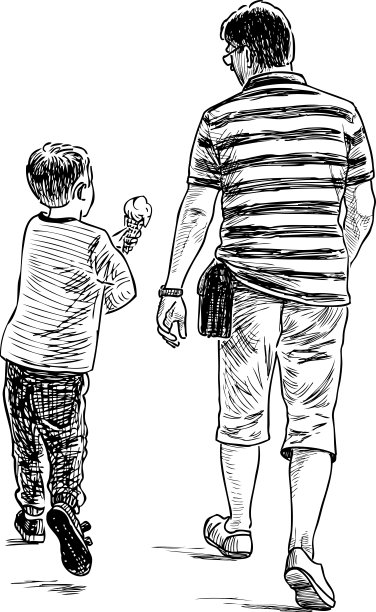 小男孩请他爸爸吃冰淇淋图片下载