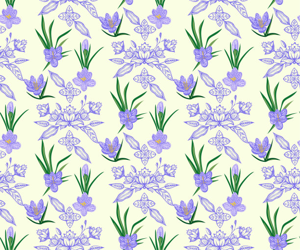 矢量无缝图案与野生春花图片下载