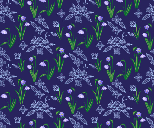 矢量无缝图案与野生春花图片下载