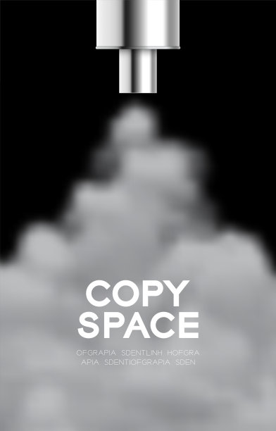 汽车或摩托车排气管，pm2.5污染概念模板布局设计插图孤立在黑色背景上，带有空间图片下载