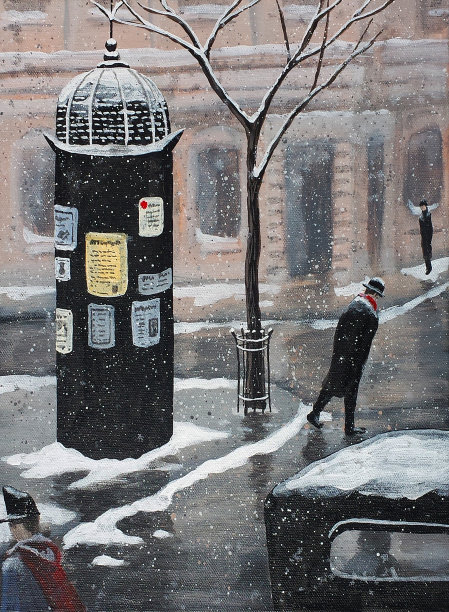 冬天的复古巴黎街景图片下载