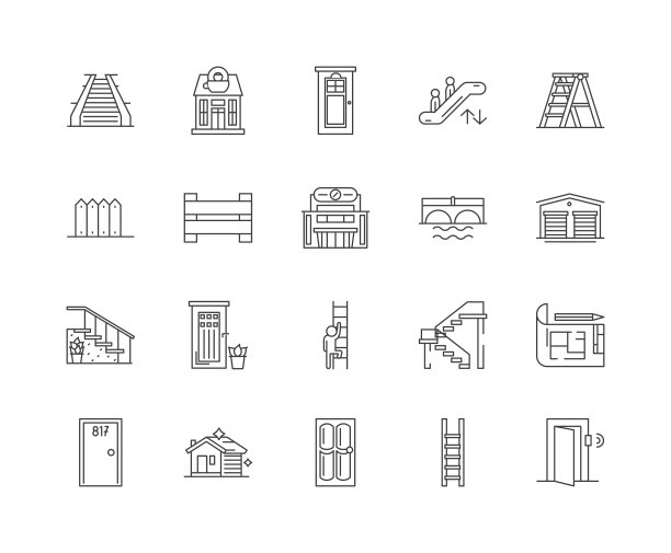 门线图标，标志，矢量集，大纲插图概念图片下载