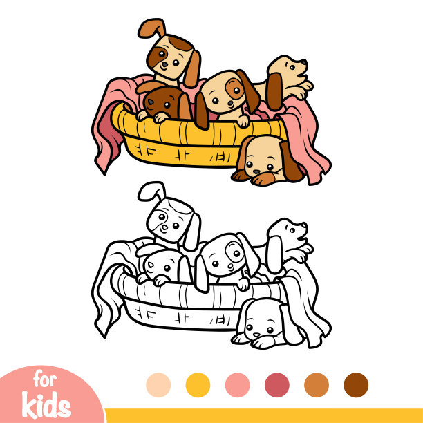 涂色书，五只狗图片下载