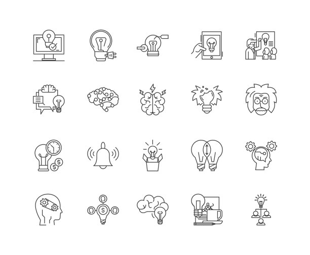 理念线图标，符号，矢量集，轮廓插图概念图片下载