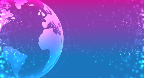 地球行星地球在太空紫色蓝色。连接系统线构成周围的地球概念矢量插图图片下载
