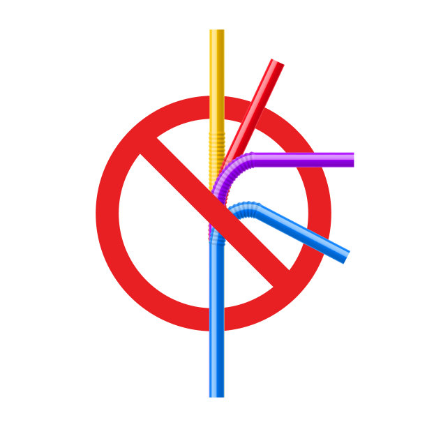 禁止塑料吸管管的标志。禁止使用塑料吸管污染海洋。生态竹材，钢材回收利用图片下载