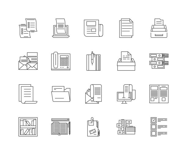 目录行图标，符号，矢量集，轮廓插图概念图片下载