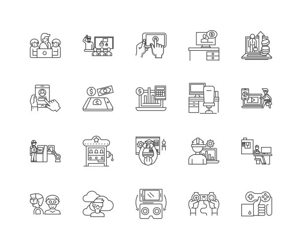 人体工程学线图标，线性符号，矢量集，轮廓概念说明图片下载
