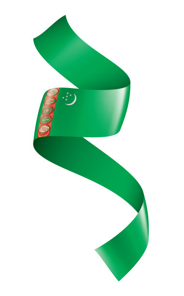 土库曼斯坦国旗，矢量插图在白色的背景图片下载