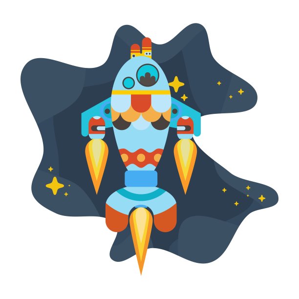 火箭鱼在太空中穿梭于群星之中图片下载