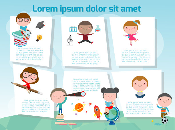 可爱的孩子教育，学校的孩子或回学校，广告宣传册模板与您的文字，信息。矢量图图片下载