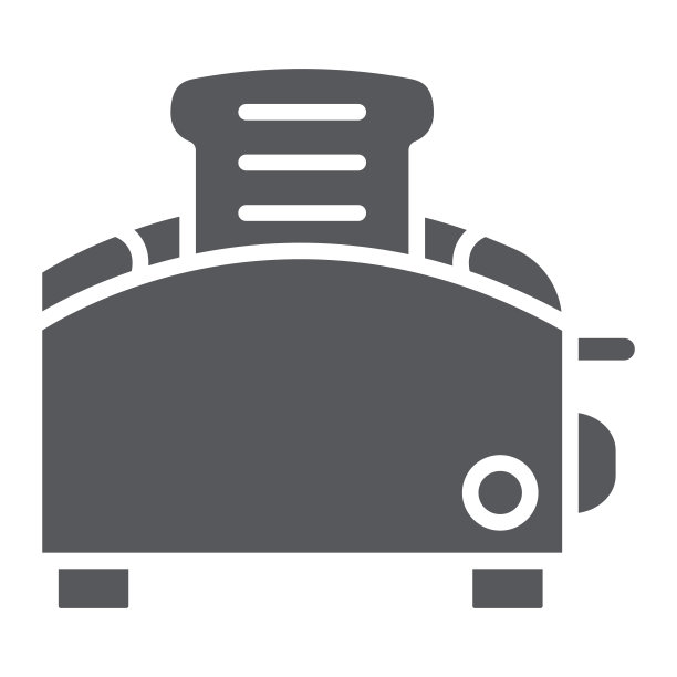 烤面包机字形图标，厨房和烹饪，器具标志，矢量图形，白色背景上的固体图案。图片下载