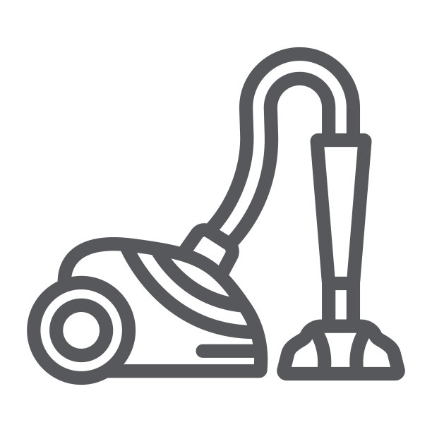 吸尘器线条图标，家用电器，胡佛标识，矢量图形，白色背景上的线性图案。图片下载