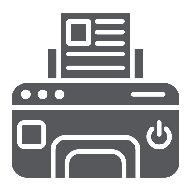 打印机符号图标，设备和打印，传真标志，矢量图形，白色背景上的固体图案。图片下载