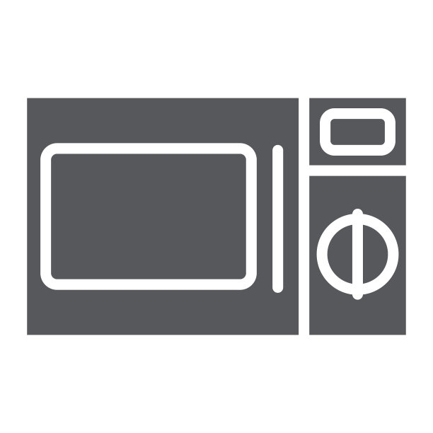 微波字形图标，炊具和电子，烤箱标志，矢量图形，白色背景上的固体图案。图片下载