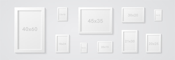 相框孤立地挂在墙上。白色的颜色。现实的现代模板。模仿图片或照片。漂亮的简约干净的设计。Eps 10矢量插图。图片下载