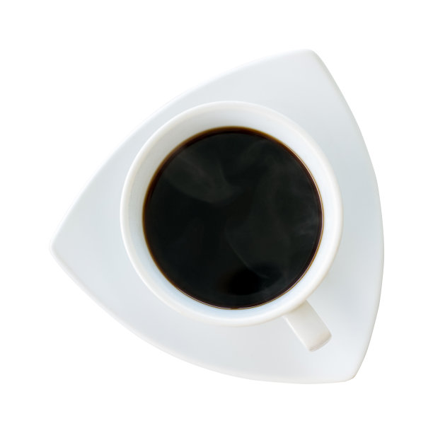 热黑咖啡与烟杯隔离在白色背景包括剪切路径，顶视图图片下载