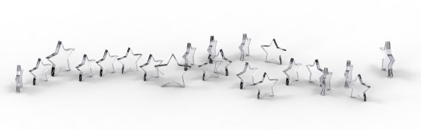 一组玻璃星孤立在白色背景上。3 d渲染。图片下载