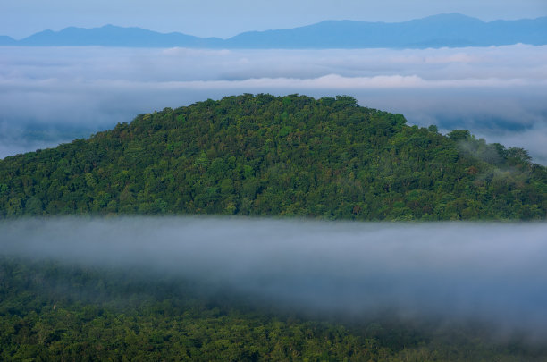 有雾的山景。图片下载