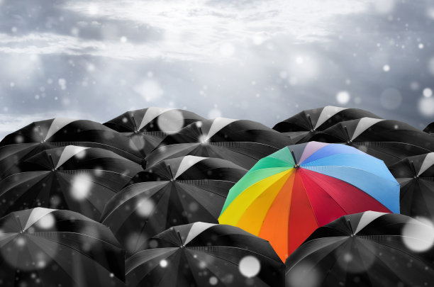 雨伞在风暴。图片下载