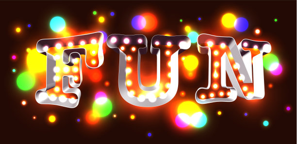 复古灯箱字体有趣的深色彩色背景。图片下载