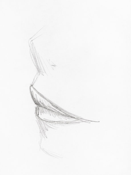 素描人的鼻子和嘴唇用铅笔拉近图片下载