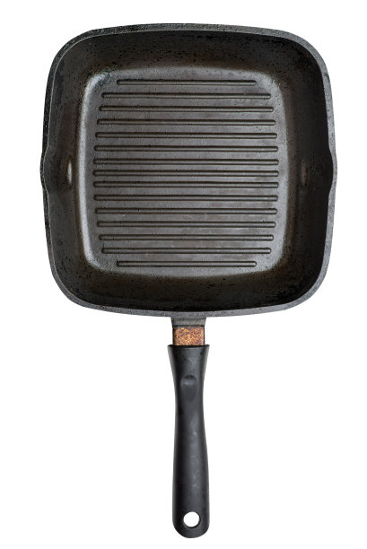 空的黑色烤铁锅与孤立的白色背景。图片下载