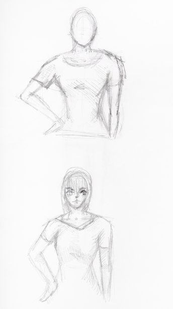 用铅笔画的女孩在腰上牵着手的素描图片下载