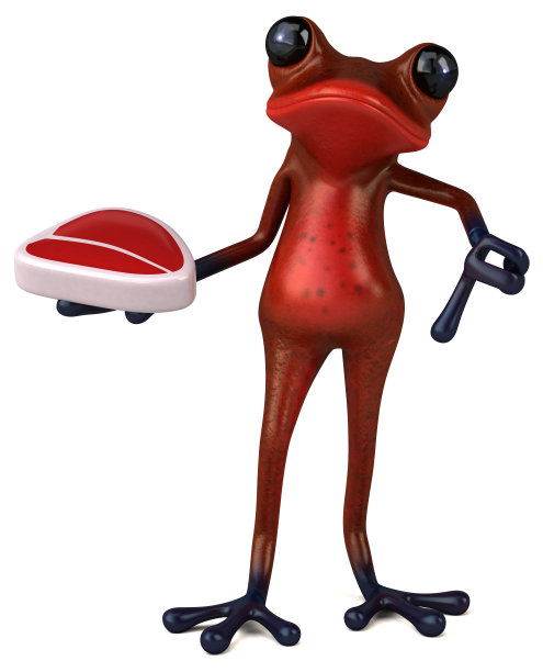 有趣的红色青蛙- 3D插图图片下载