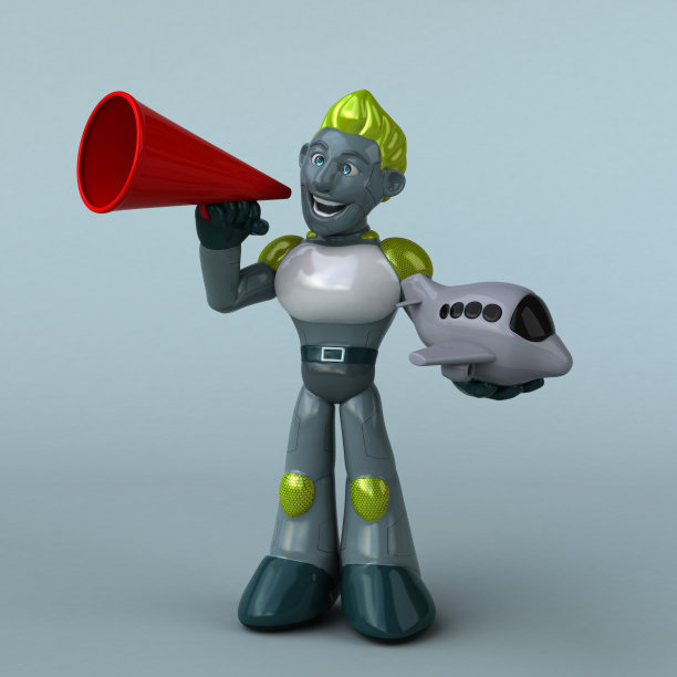 绿色机器人- 3D插图图片下载