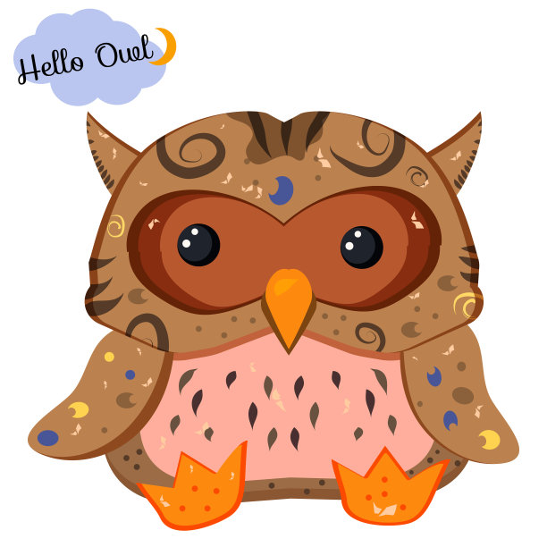 卡通猫头鹰的插图。可爱的鸟。——矢量图片下载