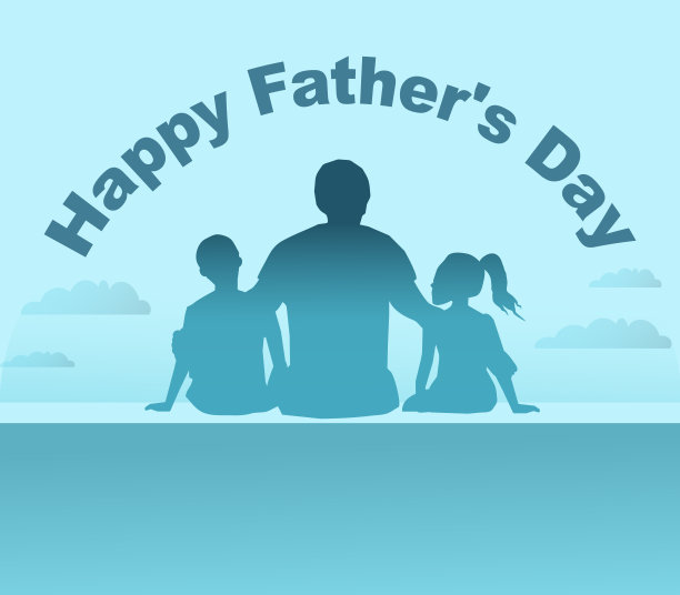 父亲节。父亲拥抱女儿和儿子。图片下载