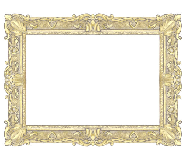 经典的金色矩形框铅笔画图片下载