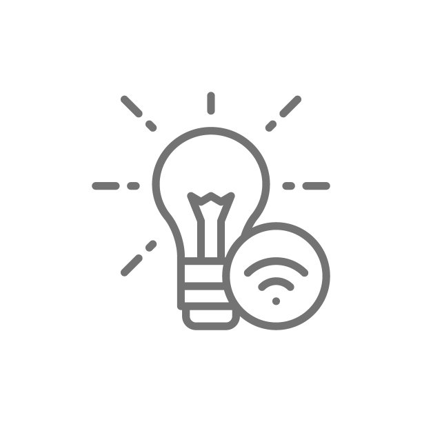 创新，带WiFi的灯泡，创意线条图标图片下载
