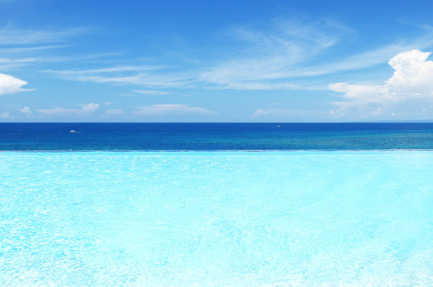 无边泳池，热带海景图片下载