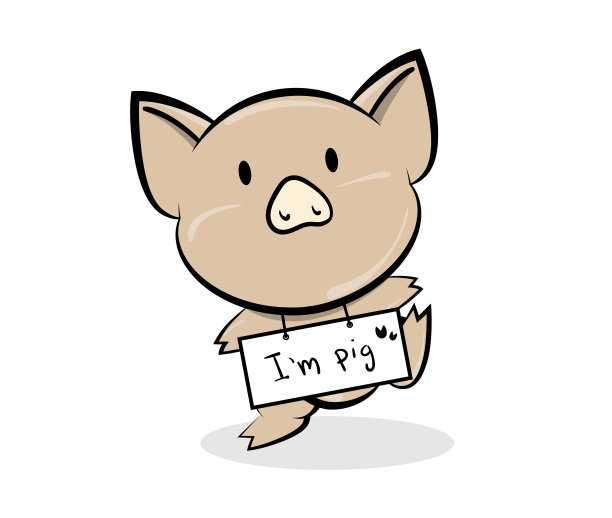 猪标志插图在白色的背景。图片下载